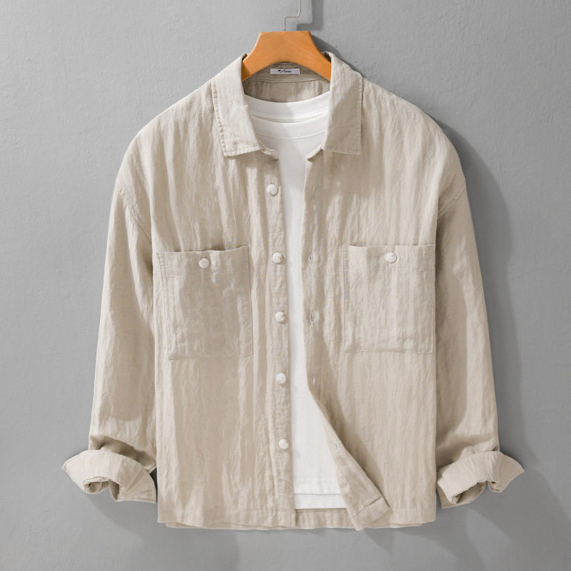 春夏季天丝亚麻长袖衬衫柔顺清爽简约宽松男士老钱风休闲衬衣6196,男装,衬衫,淘宝优惠券,粉丝福利购,淘宝优惠卷