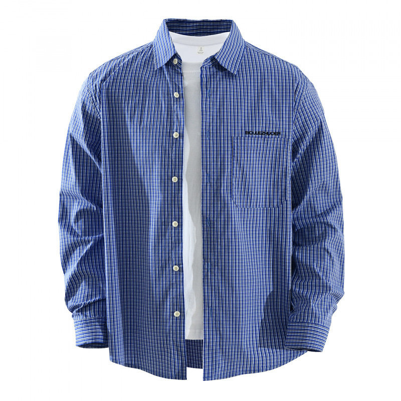 日系潮流格子长袖衬衫男士时尚百搭文艺休闲宽松上衣翻领衬衣7721,男装,衬衫,淘宝优惠券,粉丝福利购,淘宝优惠卷