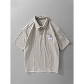 潮牌假两件纯色宽松休闲半袖 polo衫 体恤H602 夏季 美式 短袖 T恤男士