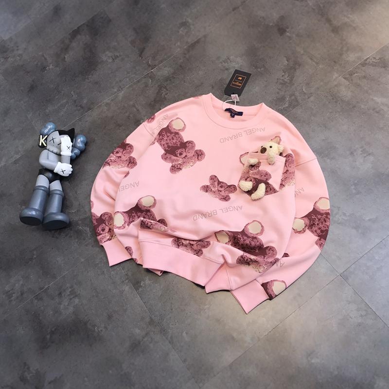 韩国秋冬满印小熊口袋玩偶熊印花卫衣学院风可爱减龄上衣女装宽松