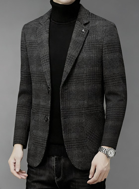 男士冬季经典商务休闲百搭加厚平驳领西装外套/28101