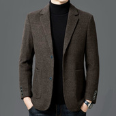 894 外套 男士 条纹商务休闲百搭高端平驳领毛呢西装