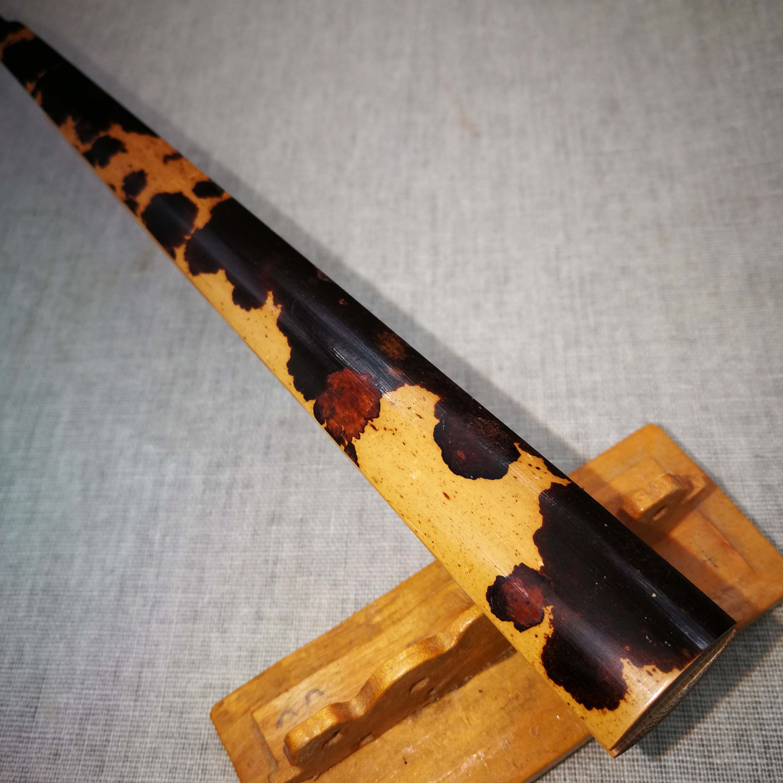 紫花湘妃竹折扇马牙头扇子玉竹小骨9.5寸苏工文玩收藏礼品 陈敏制