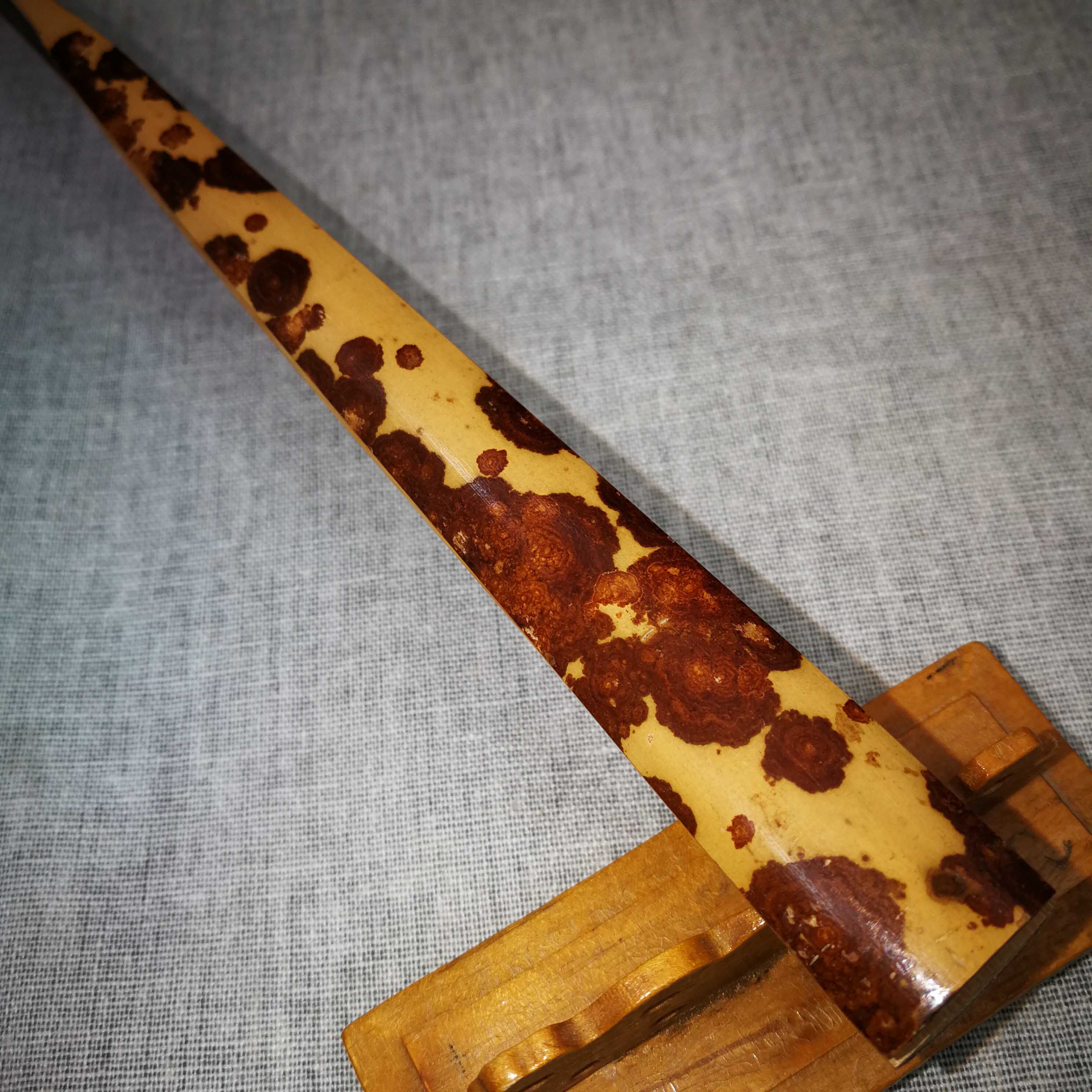 紫花红湘妃折扇鱼尾9.5寸棕竹小骨苏工精工文玩收藏送礼 宣纸扇面