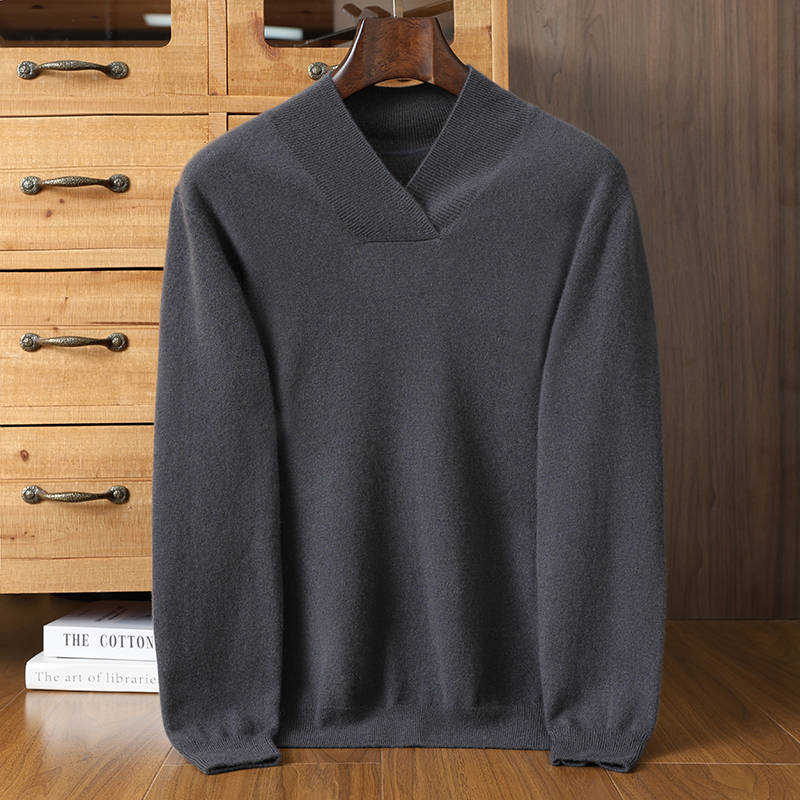 高品质男士V领羊绒衫羊绒秋冬保暖时尚百搭舒适毛衣男装