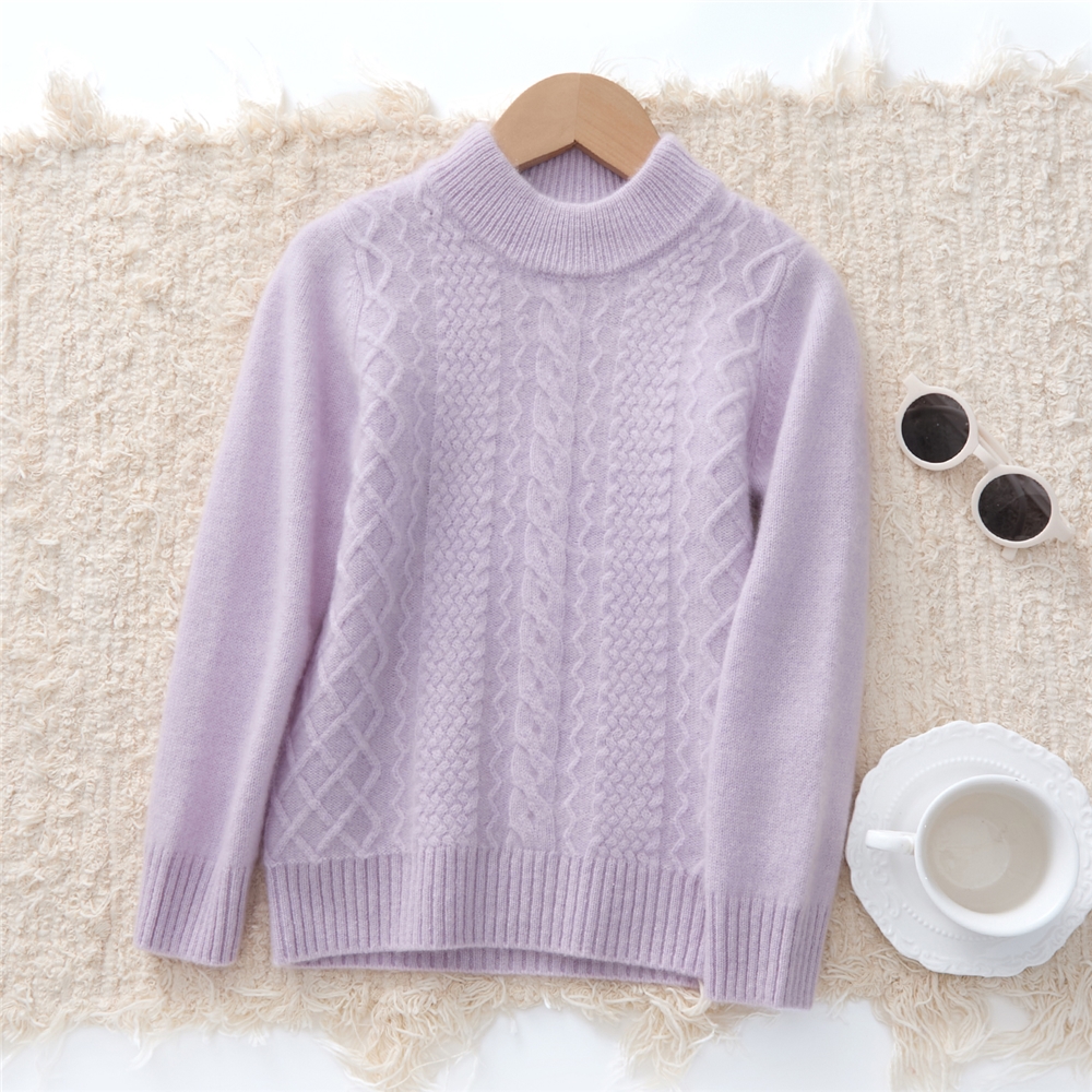 儿童半高领扭花山羊绒衫女童加厚秋冬季毛衣男大童保暖打底