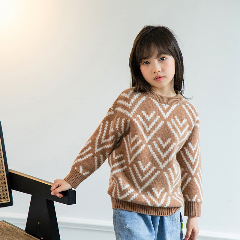 儿童羊毛衫半高圆领女童装秋冬季男童毛衣套头宝宝加厚羊毛衫打底