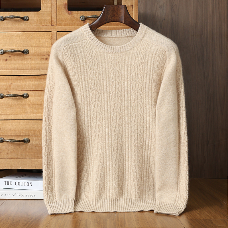 品质男马鞍肩羊绒衫羊绒经典圆领设计舒适保暖商务休闲男装