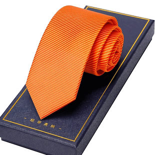 拉链式领带男橙色职业面试正装商务免打专车4S店团体手打中介保安
