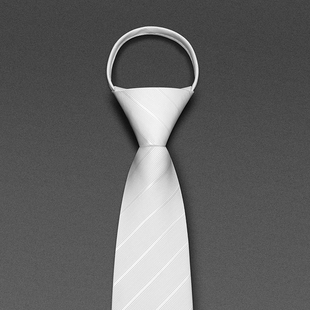 气质白色领带男正装免打结演出主持人合唱纯白懒人拉链式晚会商务