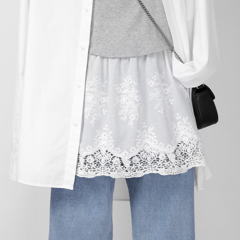 新款白色蕾丝屁帘女叠穿高级腰搭腰封半身裙牛仔裤遮屁股神器