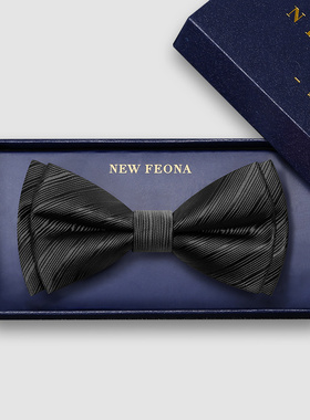 黑色领结男结婚西装衬衫新郎兄弟团伴郎服婚礼司仪男士双层蝴蝶结