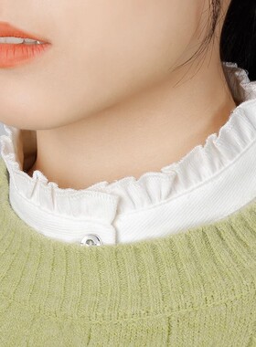 衬衣领假领子女白色冬季厚款木耳领配毛衣的百搭假领装饰领荷叶边