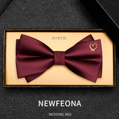 领结蝴蝶结伴郎男士 高端原创领结婚礼男红色结婚新郎西装 衬衫 黑色