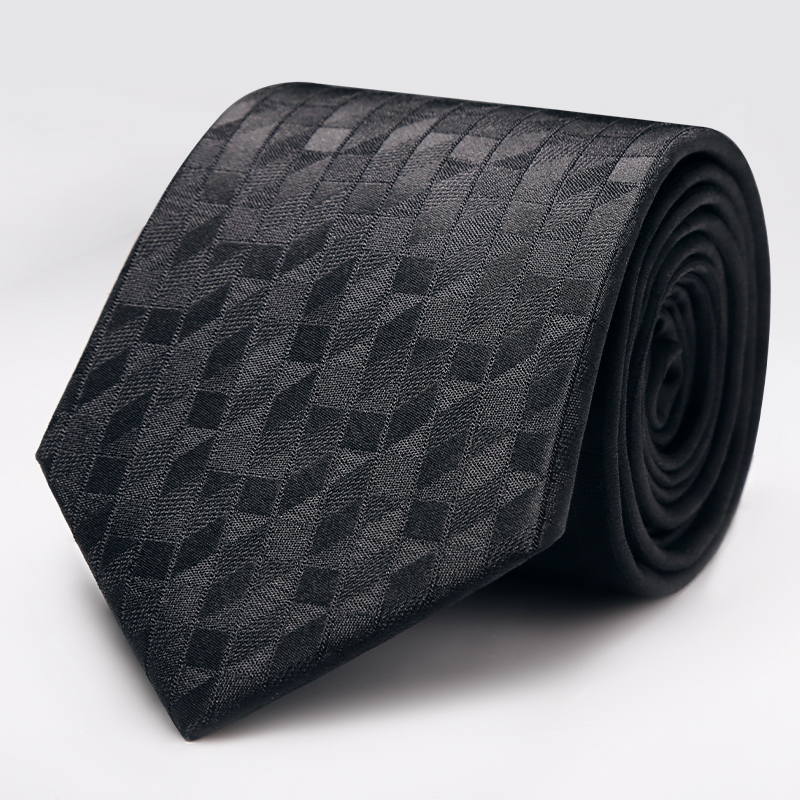 黑色商务领带男手打宽版CM正装格纹上班职业轻奢送礼1120z