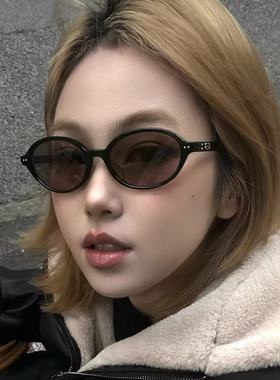 女潮爱马复古椭圆框防紫外线墨镜