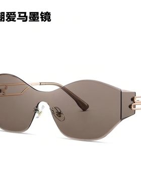 女潮爱马一体无框未来风墨镜
