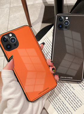 新款简约iPhone15手机壳橙色16promax潮牌14苹果13玻璃12潮牌11高级感XR情侣78plus适用华为mate60/P70小米13