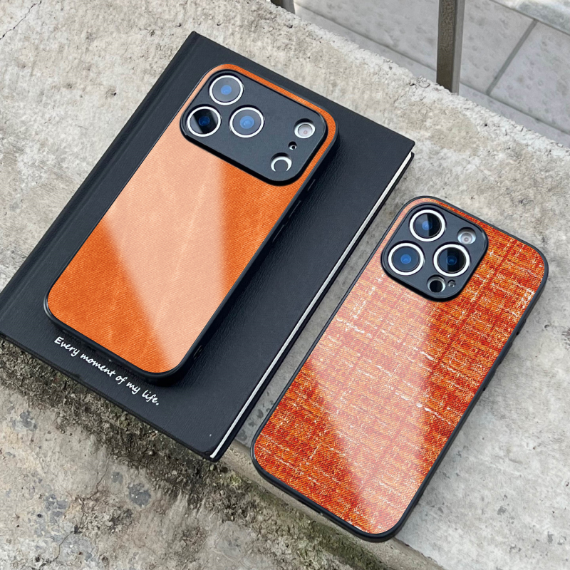 编织纹牛仔布手机壳玻璃简约