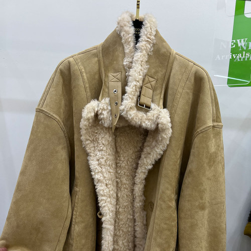 立领皮毛一体仿羊羔毛外套女冬季