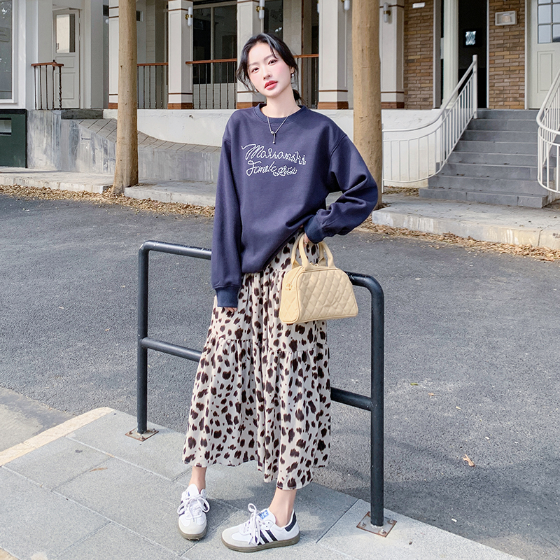 藏蓝色叠穿卫衣女2025春秋季新款小个子设计感小众卫衣连衣裙套装