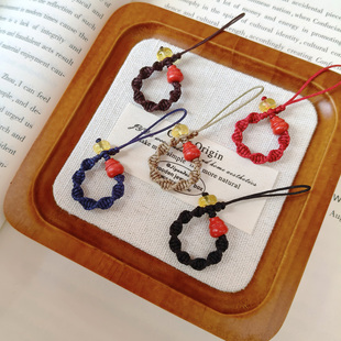 手工编织手机扣挂件蜜蜡朱砂葫芦扣头搭配吊坠包包挂饰DIY通用