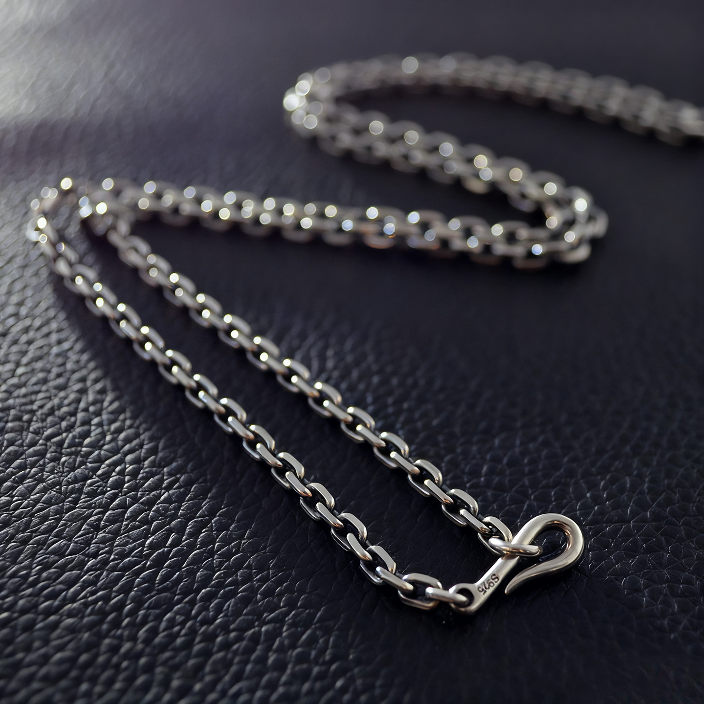 纯银复古男项链太角链