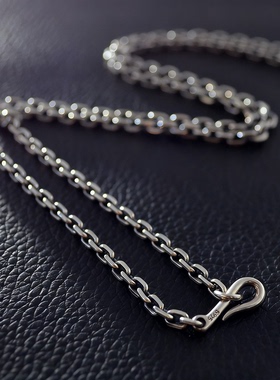 【多长度】不拘S925纯银3.2mm太角链男士项链潮长款毛衣链日韩风