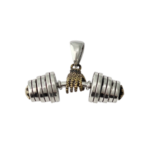 不拘S925纯银哑铃项链 旋动杠铃片 健身个性潮男胸链锁骨链