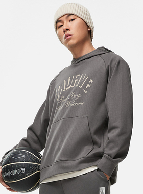 李宁卫衣男子秋冬反伍系列连帽宽松透气运动服套头衫AWDT887-B品