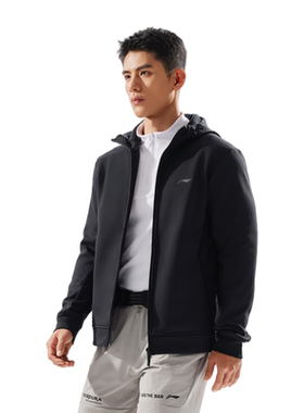 李宁男子运动健身系列常规型开衫连帽卫衣AWDU577-B品