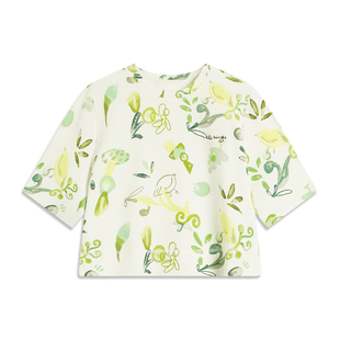 圆领上衣AHSU334 李宁女夏季 T恤运动生活潮流休闲短款 短袖 B品 新品