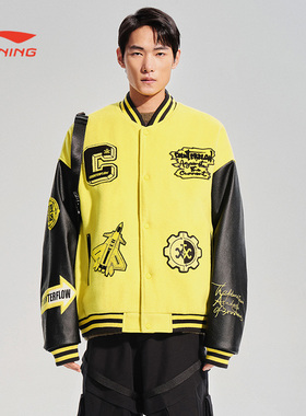 李宁秋冬时尚百搭经典夹克长袖男女休闲运动棉服保暖上衣AJMS149