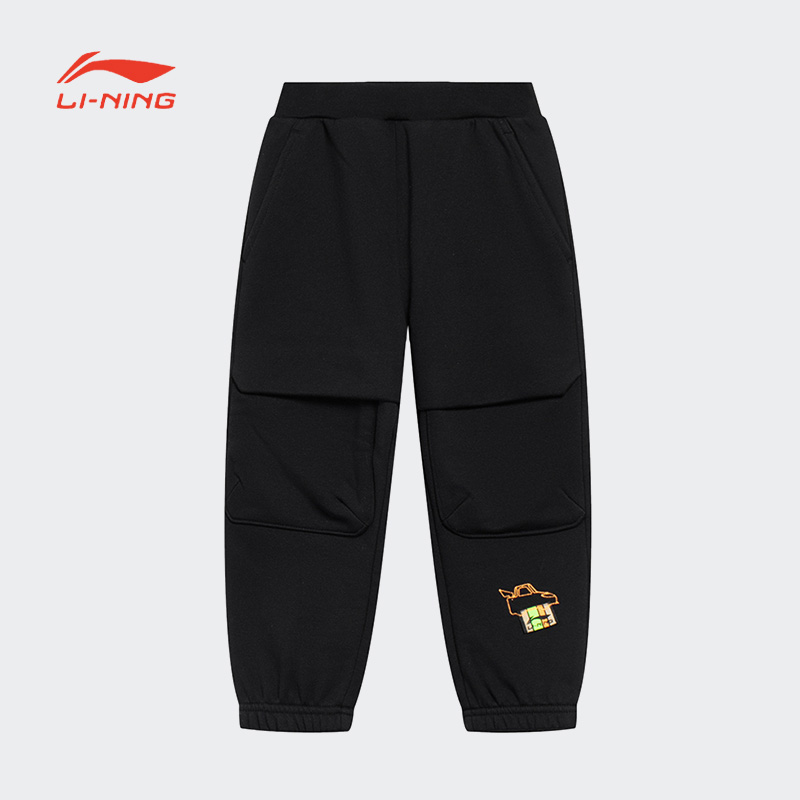 李宁卫裤男童春季运动生活系列透气简约休闲运动长裤YKLT011-B品