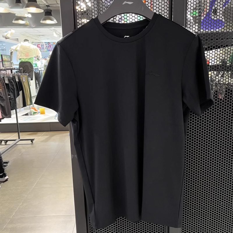 李宁短袖T恤秋男子健身系列透气简约常规圆领短袖T恤ATSU889--B品