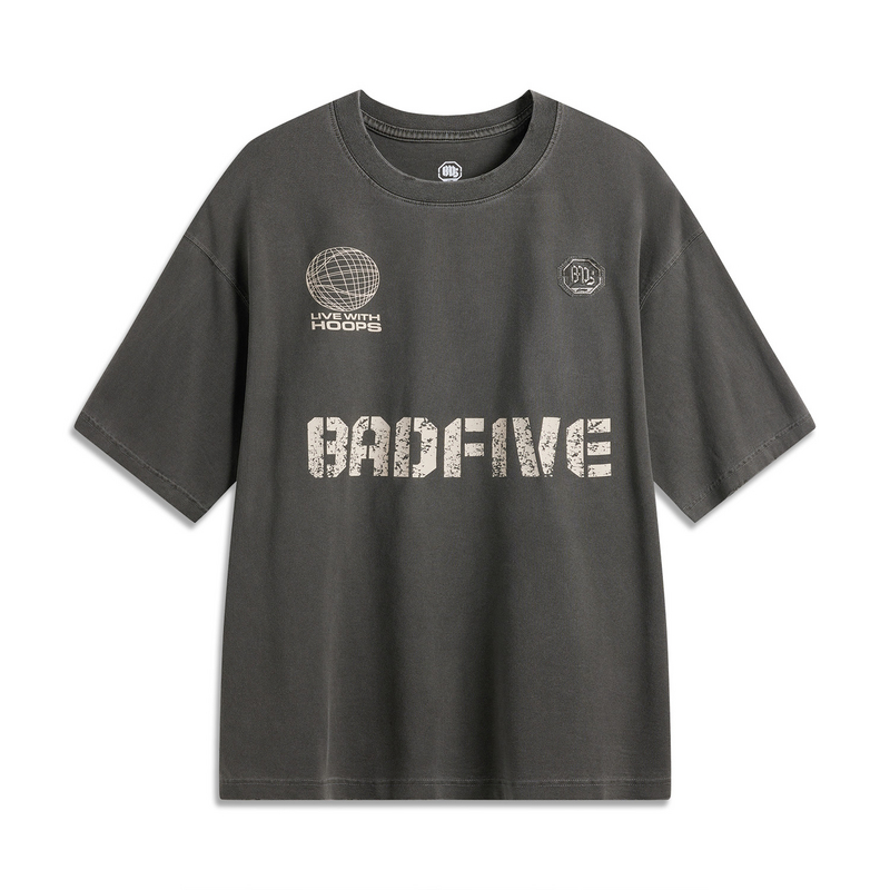 李宁男子夏季篮球系列短袖文化衫宽松型棉质舒适上衣AHSU441-B品