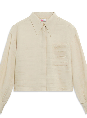 李宁女夏季透气上衣滑板系列运动服舒适休闲长袖衬衫ASHT024-B品