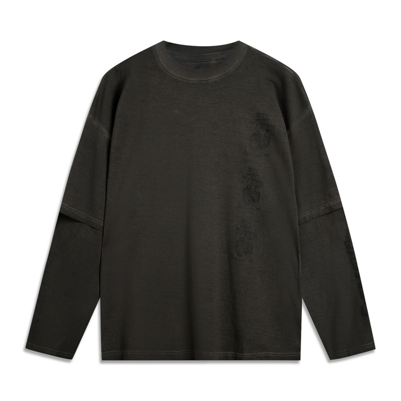 中国李宁篮球系列2024新款男子长袖文化透气衫套头T恤AHSU779