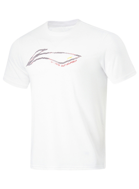 李宁短袖T恤春男子健身系列透气简约常规圆领短袖T恤ATSU499--B品