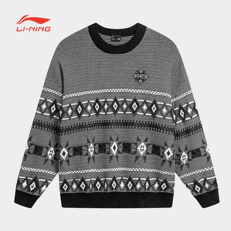 LI-NING/李宁运动生活时尚潮流休闲宽松男子套头编织衫AMBT247