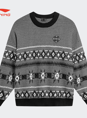 LI-NING/李宁运动生活时尚潮流休闲宽松男子套头编织衫AMBT247