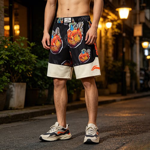李宁反伍BADFIVE篮球系列男子比赛裤速干运动短裤AAPU113-9-B品