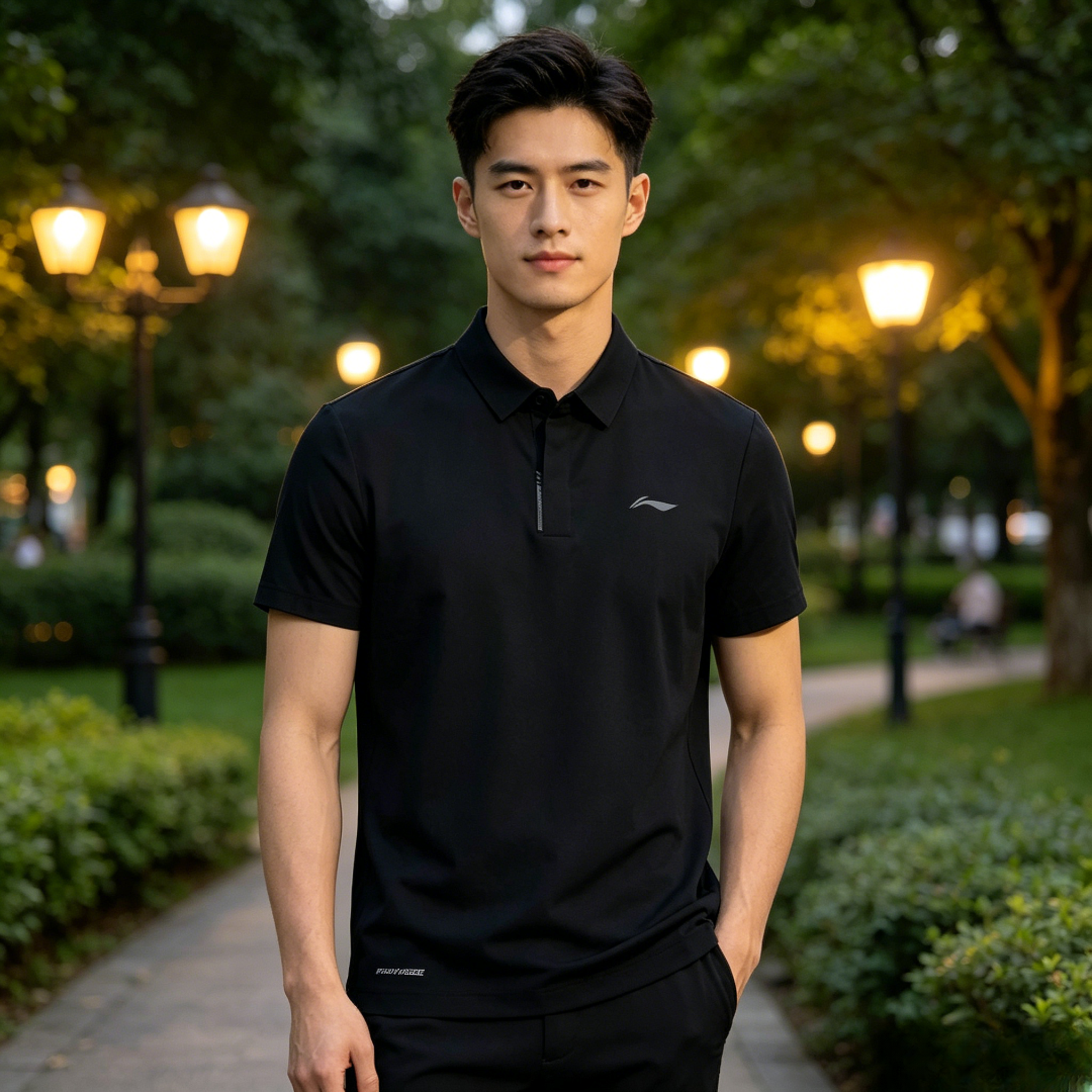 李宁短袖夏季男子健身系列时尚舒适透气常规短袖POLO衫APLV177-