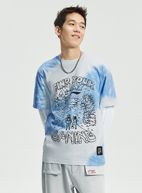 李宁男女同款短袖上衣CTM联名款运动生活系列纯棉常规型AHSR895