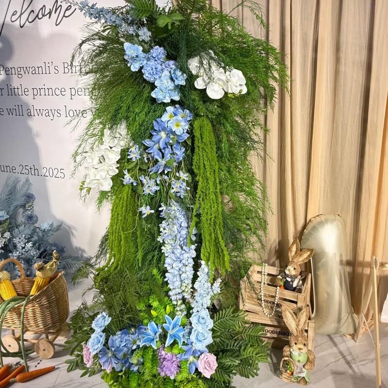 新款森系紫立柱真花拱门