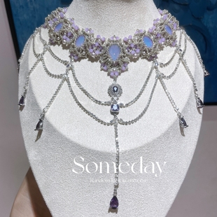 卢浮宫紫水晶项链材料包diy串珠保色显白闺蜜女友礼物