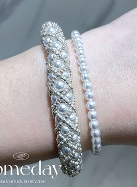 珍珠串珠米珠手镯材料包手链手镯女小众高级感精致生日礼物可定制