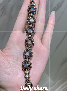 重工穿珠手链爆闪显白幻影紫串珠材料包保色闺蜜女友礼物可定制