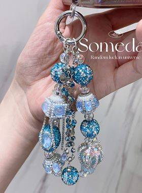 重工奢华手机链精致超闪串珠挂链双层挂件腕带手链挂饰链条挂绳