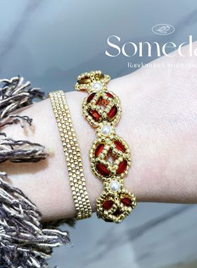 新年铜钱手链串珠材料包叠戴手链闺蜜礼物显白招财进宝可定制